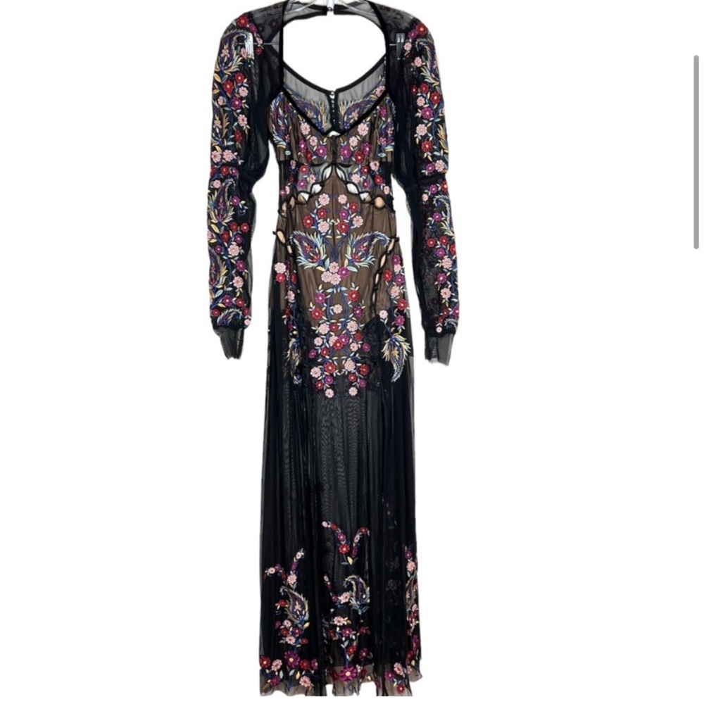 For love and lemons black floral maxi dress